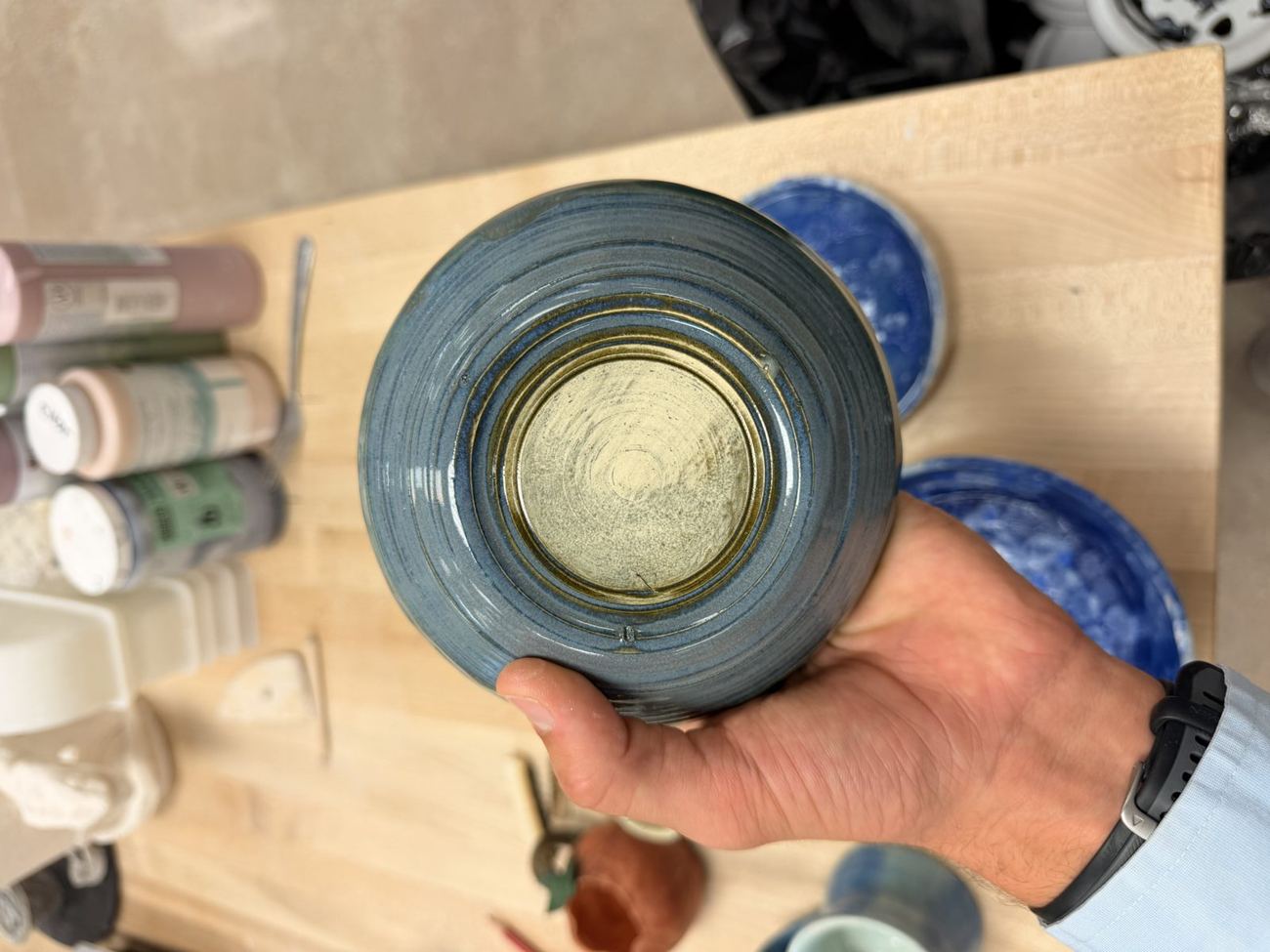 Teal bowl with a golden center
