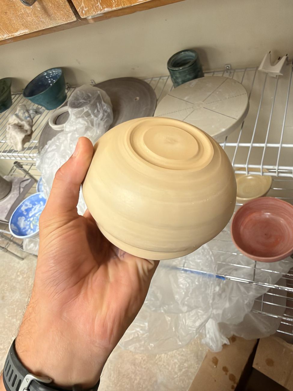 Bisque-fired and waiting for glaze